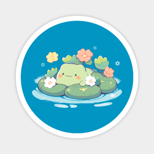 Water Lily Kawaii Baby Frog Magnet